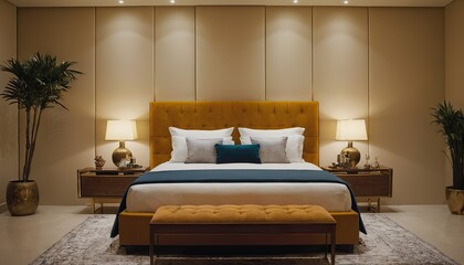 3d rendering beautiful luxury bed room