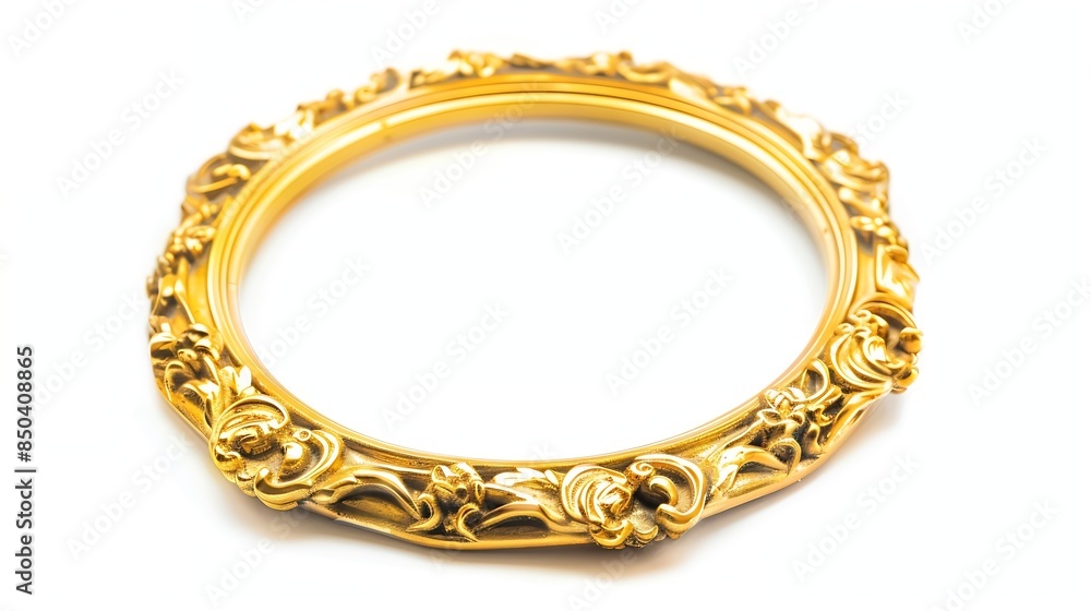 Poster the antique gold frame isolated on the white background clipping path included for design : generati