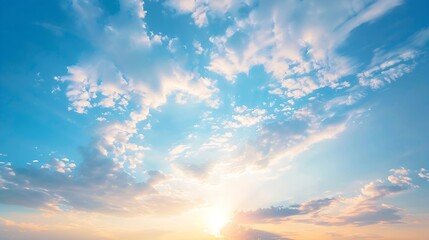 Obraz premium Sunset on blue sky Blue sky with some clouds blue sky clouds summer skies cloudy blue sky : Generative AI