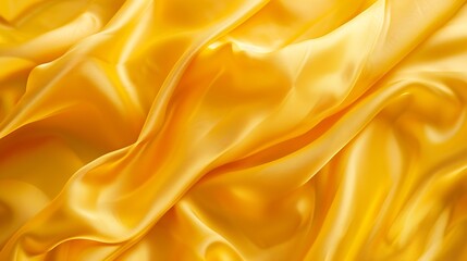 Yellow silk satin Draped fabric golden color Luxury background Space for design Template Flat lay top view tableWeb banner Christmasweddingbridalbeauty valentine romance award reward : Generative AI