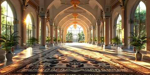 Obraz premium Interior Architecture of a Mosque: A Showcase of Islamic Art and Design