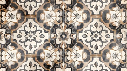 A tile floor with a floral pattern