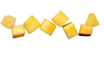 Mango Slices flying on transparent background
