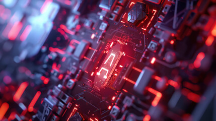 Obraz premium AI Symbol in Digital World, Close-up Realistic Photo