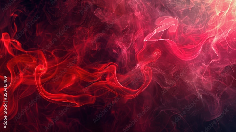 Poster dramatic image of red smoke swirling in a dark atmosphere, creating an intense and captivating visua