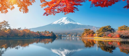 A large lake with icebergs and blue sky in the background