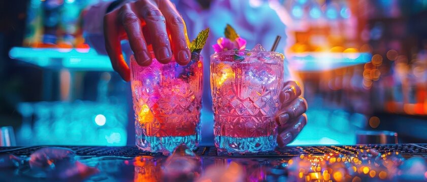 Craft cocktail mixology with fresh herbs