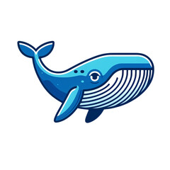 Obraz premium A blue whale on a transparent background, depicted in a stylized, minimalist design. The whale is colored in a deep blue