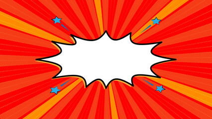 Funny red comic background with rays, stars and speech balloon bubble, copy space © JaRu Creative Studio