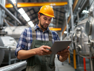 Obraz premium a worker checking inventory of stock at warehouse
