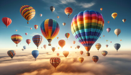 Fototapeta premium colorful hot air balloons flying in the sky