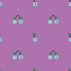 Summer fruit  pattern. Cute vector seamless background with pineapple, watermelon, lemon, orange, strawberry, banana, berries, cherry
