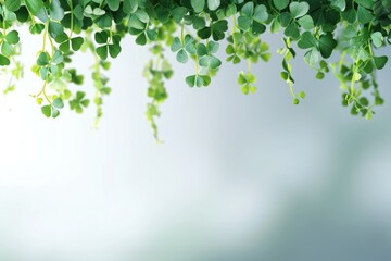 A bunch of green plants hang from the ceiling in this decorative setup