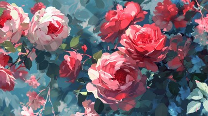 A cluster of pink roses arranged together