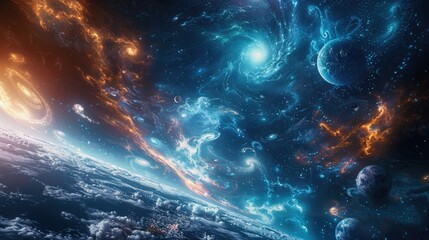 Image of the Earth from outer space, showing its curvature and atmospheric layers