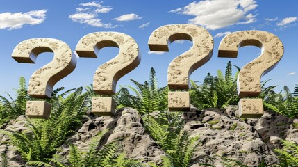 a background mountain of question marks 