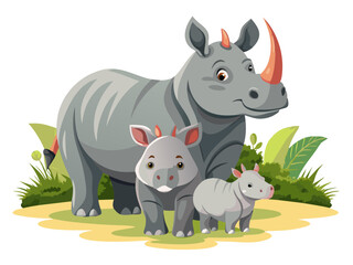Rhino vector illustration, cute animal vector illustration, Rhino illustration vector, cute Rhino cartoon illustration, Rhinoceros vector illustration, Rhinoceros illustration
