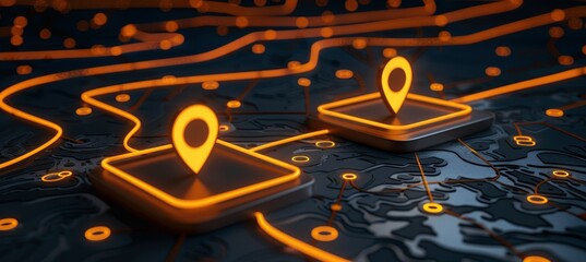 Ai gps innovation for future transport logistics on map with delivery service pins