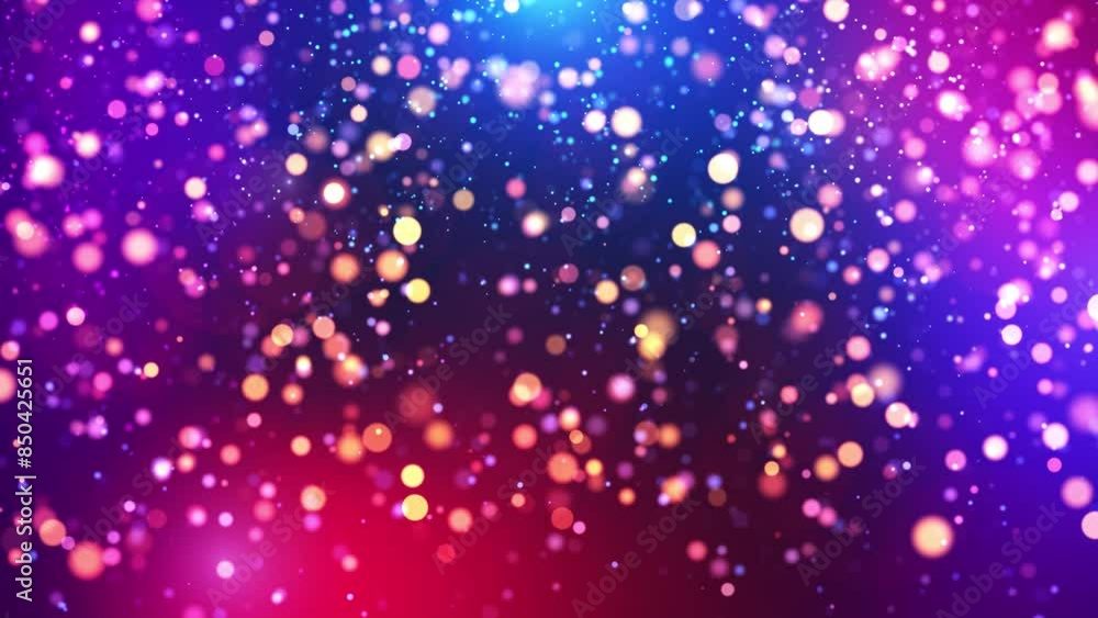 Poster abstract colorful particle animation concept for birthday and holidays celebration. 4k loop bokeh ba