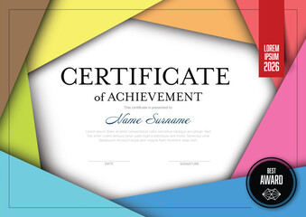 Colorful certifical achievement print document template