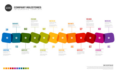 Full year rainbow color time line template