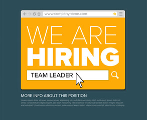 Obraz premium We are hiring minimalistic web flyer template