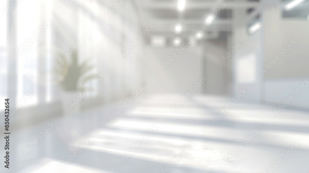 Aufkleber abstract blurred modern workspace background white indoor interior office or hospital with window an