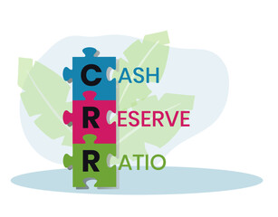 CRR, CASH RESERVE RATIO acronym. Concept with keyword and icons. Flat vector illustration. Isolated on white.