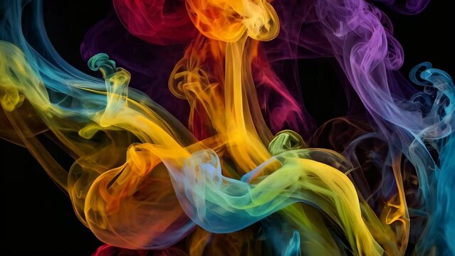 Colored liquid smoke in the water, motion video background, beautiful color dissolving and moving slowly, mix of colors, fluid marble texture, luxury vivid paint ink flow