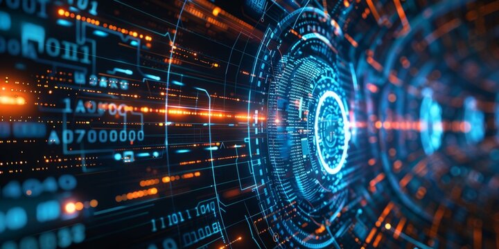 Machine Learning Process Infographic with Blurred Background and Copy Space. This infographic visually represents the complex process of machine learning，interested in understanding machine learning.