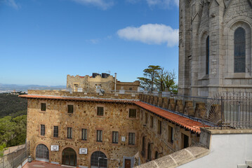 Fototapeta premium Tibidabo- Roman Catholic church and minor basilica on a hill overlooking Barcelona