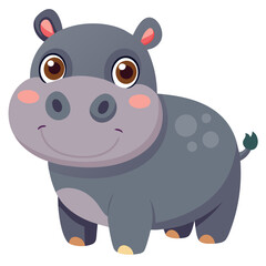 Hippo vector illustration, cute animal vector illustration, Hippo illustration vector, cute Hippo cartoon illustration