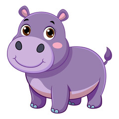 Hippo vector illustration, cute animal vector illustration, Hippo illustration vector, cute Hippo cartoon illustration