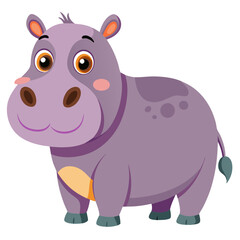 Hippo vector illustration, cute animal vector illustration, Hippo illustration vector, cute Hippo cartoon illustration
