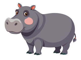 Hippo vector illustration, cute animal vector illustration, Hippo illustration vector, cute Hippo cartoon illustration