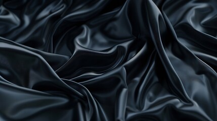 Fototapeta premium Black gray satin dark fabric texture luxurious shiny that is abstract silk cloth background with patterns soft waves blur beautiful : Generative AI