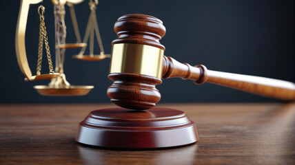A close-up of a polished judge's gavel, illustrating its importance as a tool of justice in the legal system, Generative AI