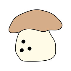 Porcini in doodle style. Vector isolated on white background