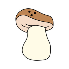 Porcini in doodle style. Vector isolated on white background