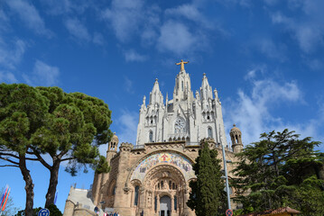 Tibidabo- Roman Catholic church and minor basilica on a hill overlooking Barcelona