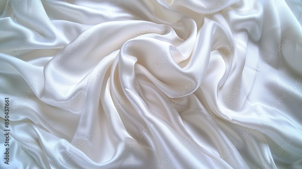 Aufkleber Soft smooth white silk fabric background Fabric texture : Generative AI
