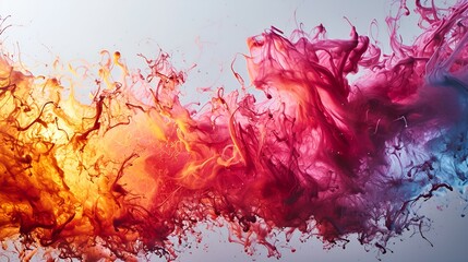 Colorful ink splatter on white background, vibrant and artistic design element.