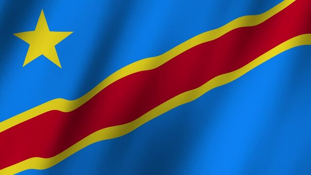 Pride and Heritage The DR Congo Flag Waving in the Wind