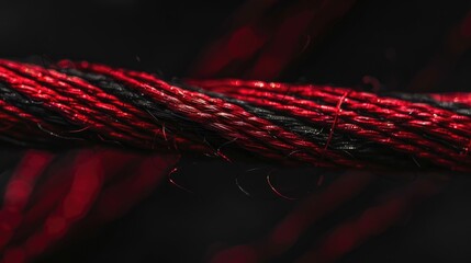 Black background with glossy red threads