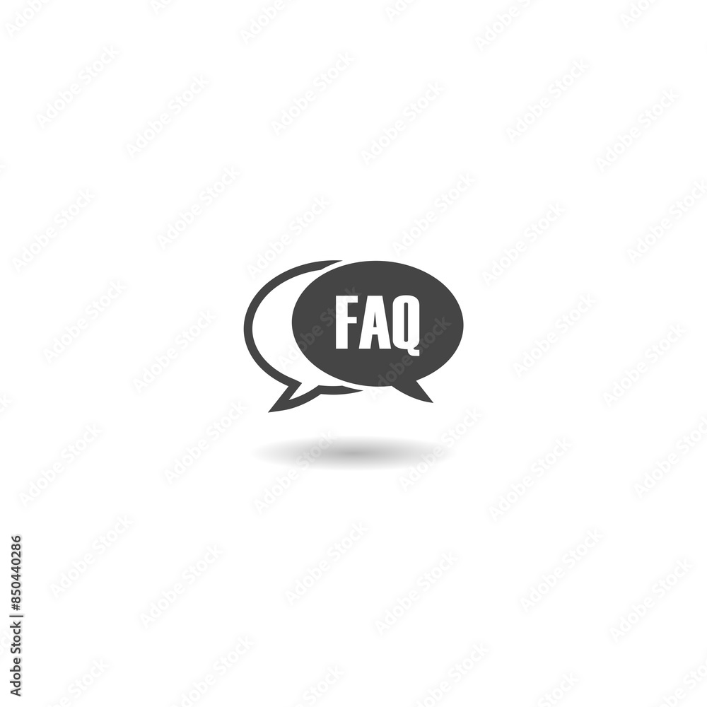 Poster faq speech bubble icon with shadow