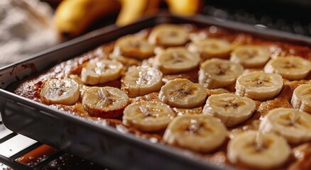 Freshly Baked Banana Bread With Sliced Banana Topping