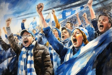 Fototapeta premium The roaring fans of Scotland - Generative AI