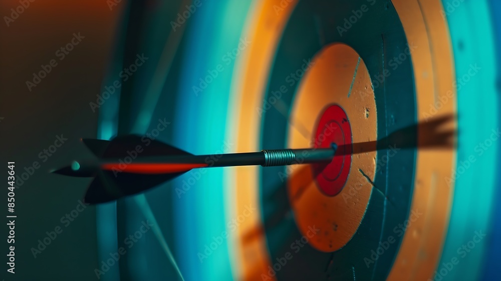 Poster Arrow flying to target with radial motion blur : Generative AI