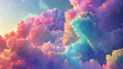 Fantasy multicolor sky and clouds low poly background