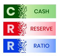 CRR, CASH RESERVE RATIO acronym. Concept with keyword and icons. Flat vector illustration. Isolated on white.